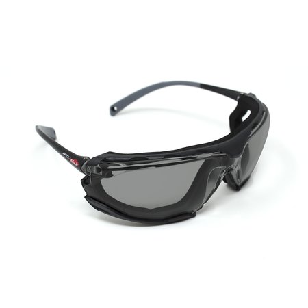 OPTIC MAX Gray Safety Glasses, Polycarbonate Scratch Resistant, Foam Padded Lens 140G